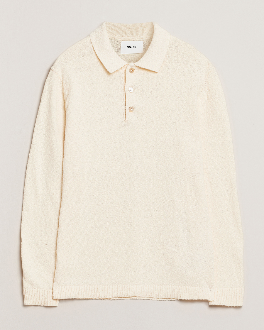 Mies | Puserot | NN07 | Randy Knitted Long Sleeve Polo Ecru