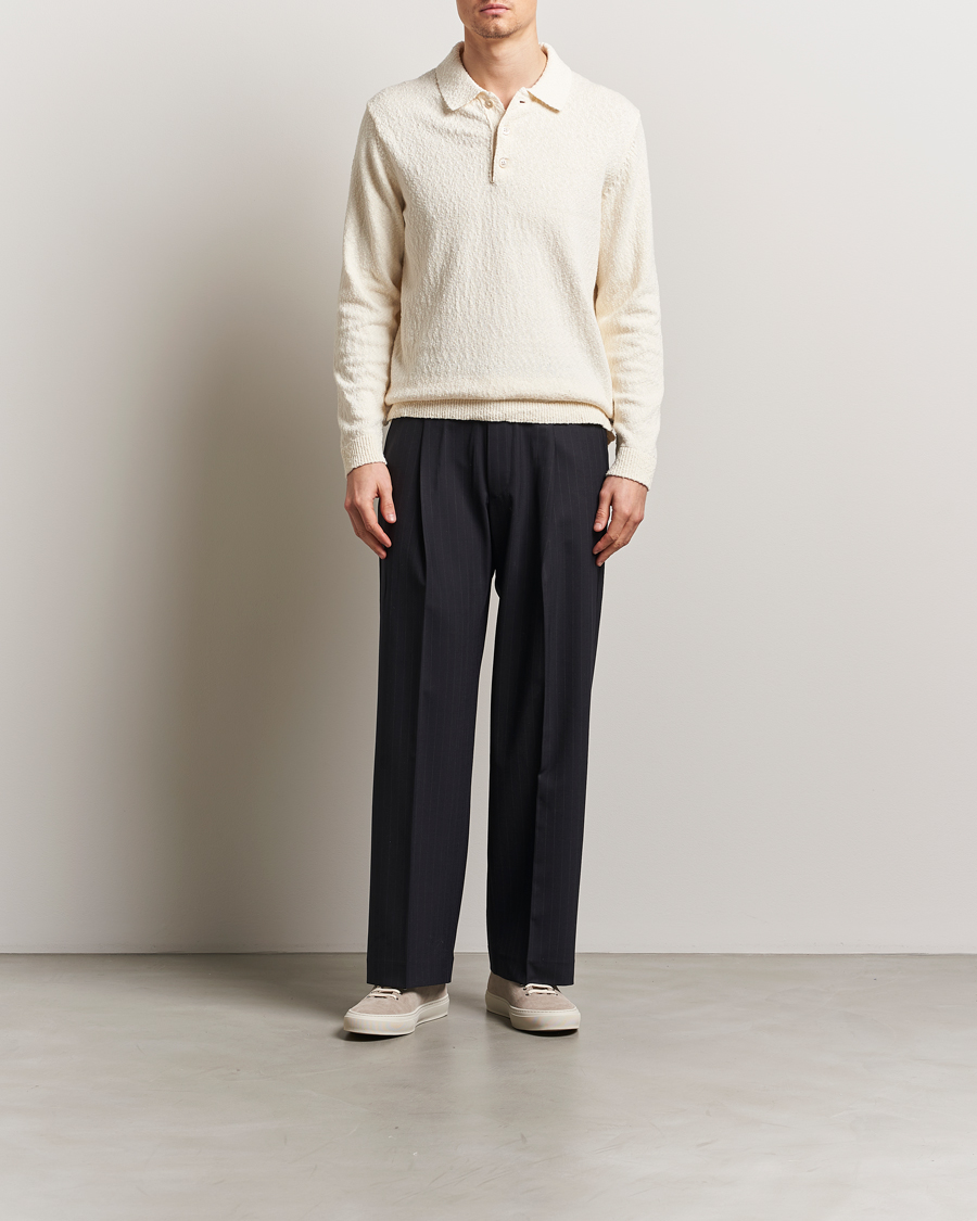 Mies | Puserot | NN07 | Randy Knitted Long Sleeve Polo Ecru