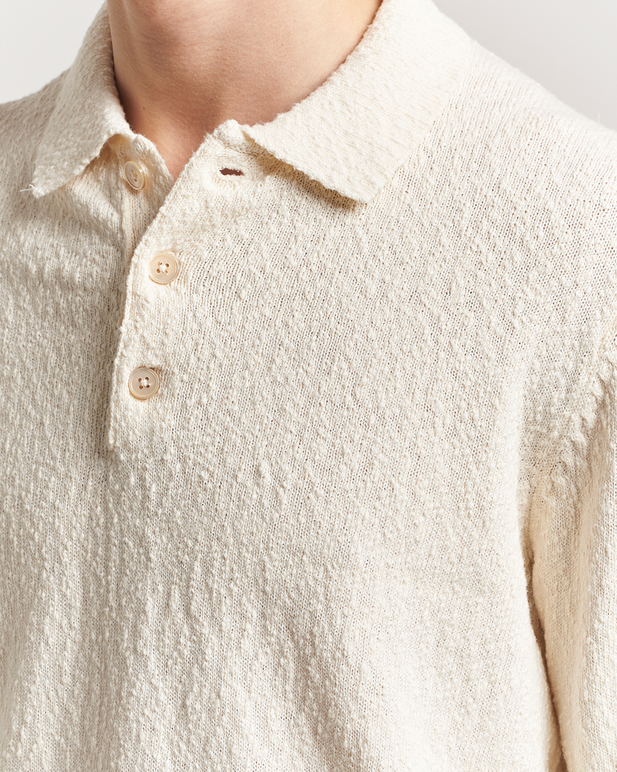 Mies | Puserot | NN07 | Randy Knitted Long Sleeve Polo Ecru