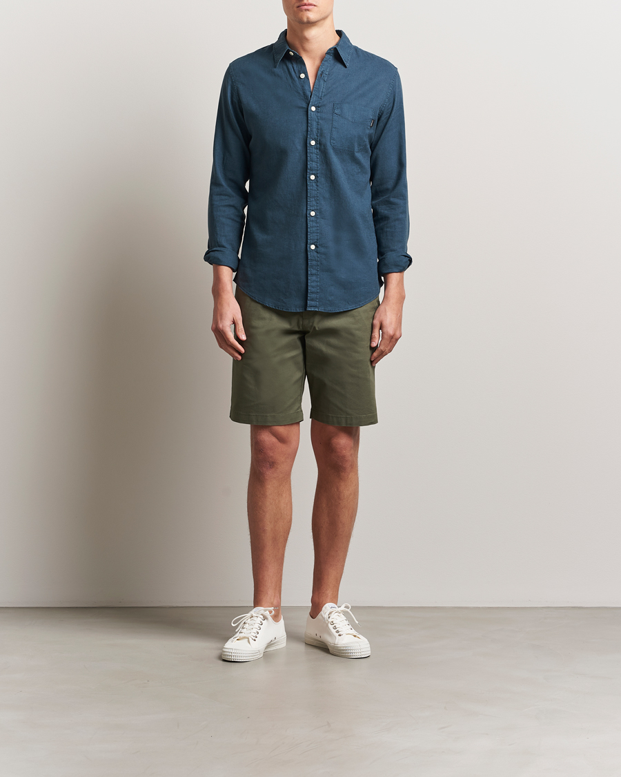 Mies | Shortsit | Dockers | Slim Cotton/Linen Shorts Teal Leaf