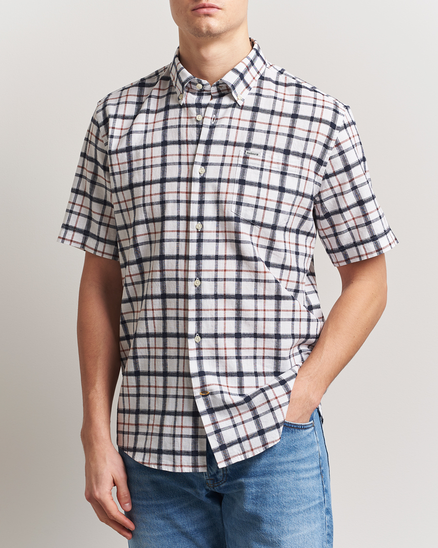 Mies | Kauluspaidat | Barbour Lifestyle | Glover Linen Blend Short Sleeve Shirt Brook Blue