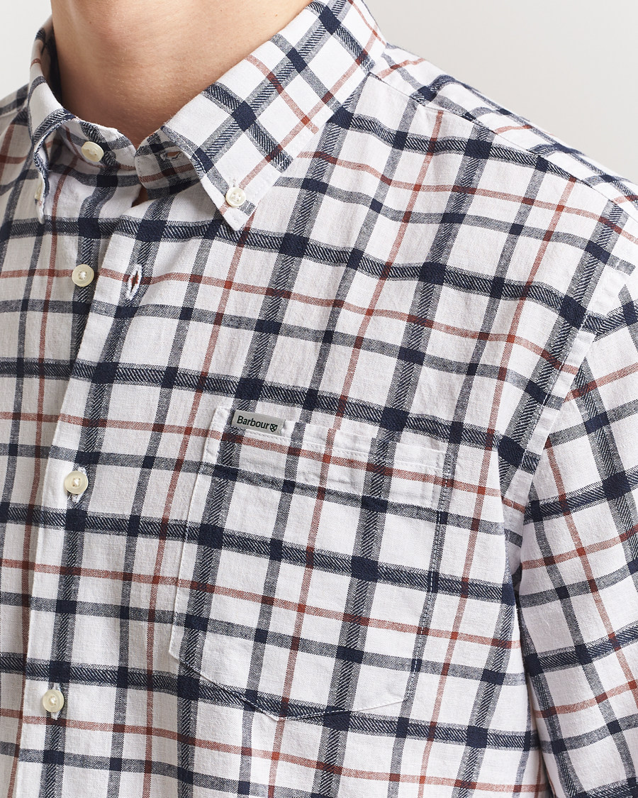 Mies | Kauluspaidat | Barbour Lifestyle | Glover Linen Blend Short Sleeve Shirt Brook Blue