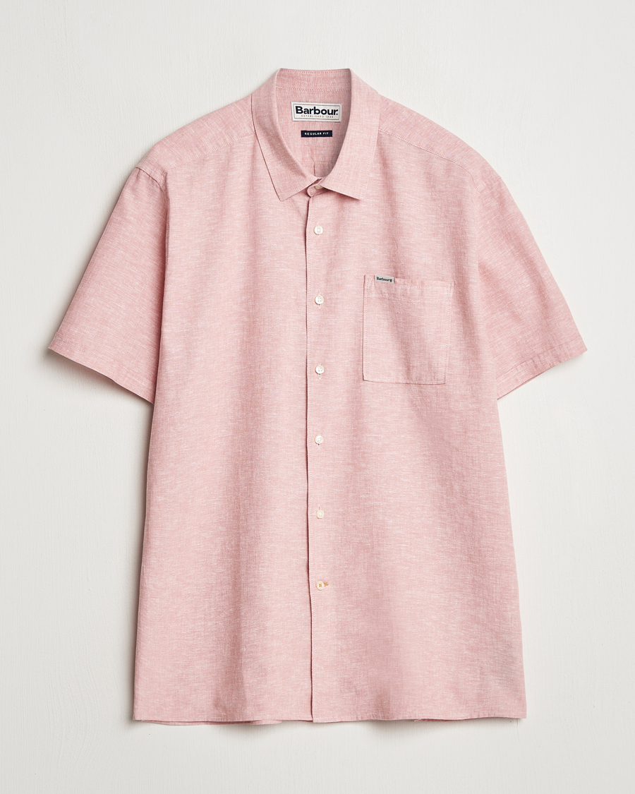 Mies | Kauluspaidat | Barbour Lifestyle | Nelson Short Sleeve Linen/Cotton Shirt Pink Clay