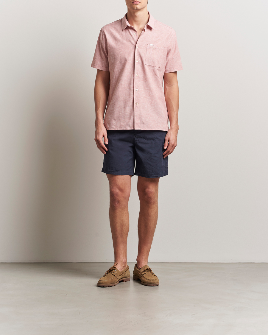 Mies | Kauluspaidat | Barbour Lifestyle | Nelson Short Sleeve Linen/Cotton Shirt Pink Clay