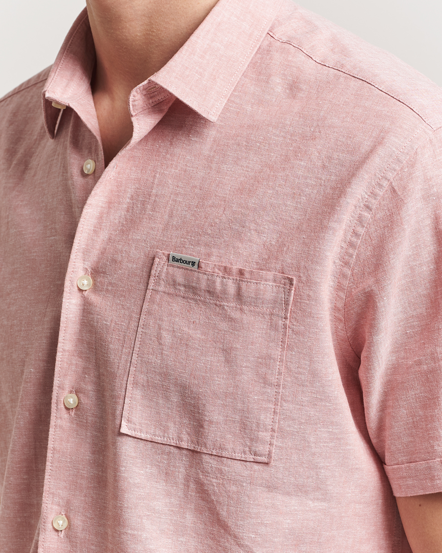 Mies | Kauluspaidat | Barbour Lifestyle | Nelson Short Sleeve Linen/Cotton Shirt Pink Clay