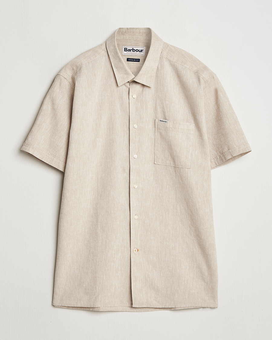 Mies | Kauluspaidat | Barbour Lifestyle | Nelson Short Sleeve Linen/Cotton Shirt Stone