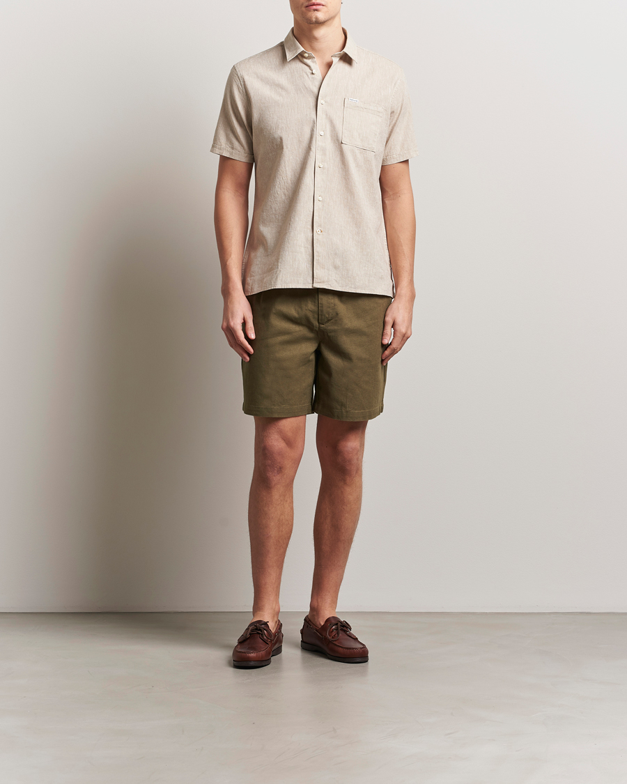 Mies | Kauluspaidat | Barbour Lifestyle | Nelson Short Sleeve Linen/Cotton Shirt Stone