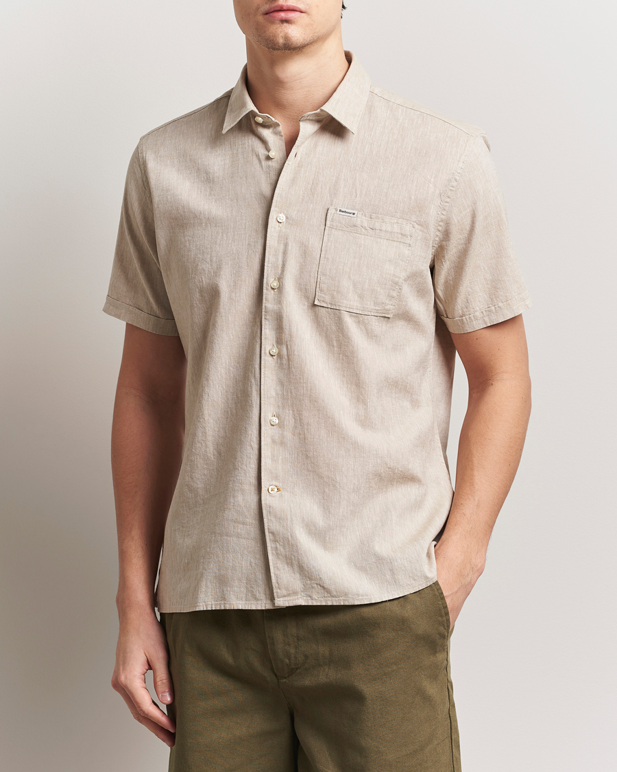 Mies | Kauluspaidat | Barbour Lifestyle | Nelson Short Sleeve Linen/Cotton Shirt Stone