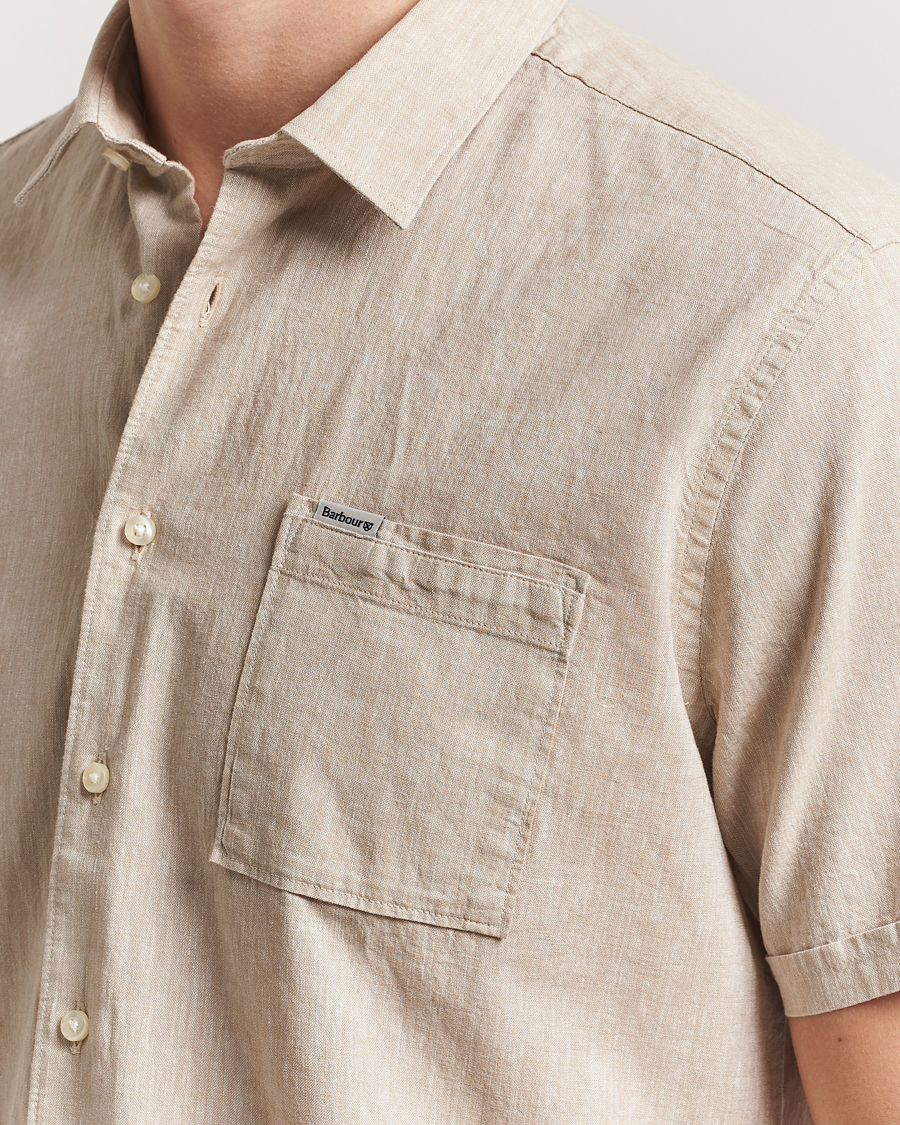 Mies | Kauluspaidat | Barbour Lifestyle | Nelson Short Sleeve Linen/Cotton Shirt Stone