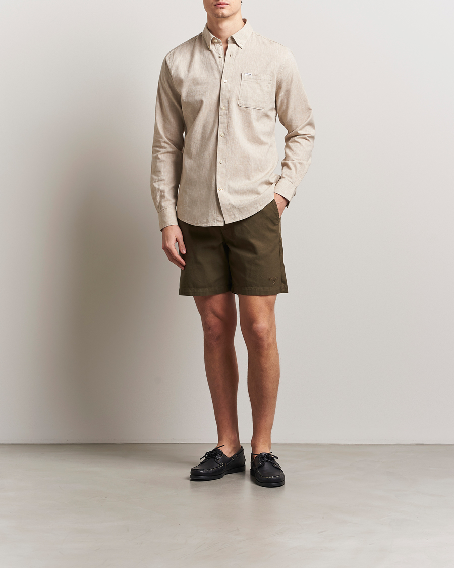 Mies | Kauluspaidat | Barbour Lifestyle | Nelson Linen/Cotton Shirt Stone