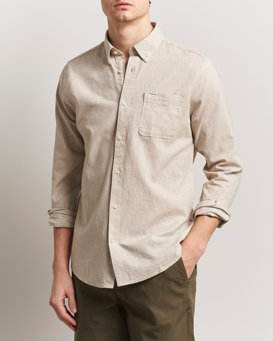 Mies | Kauluspaidat | Barbour Lifestyle | Nelson Linen/Cotton Shirt Stone