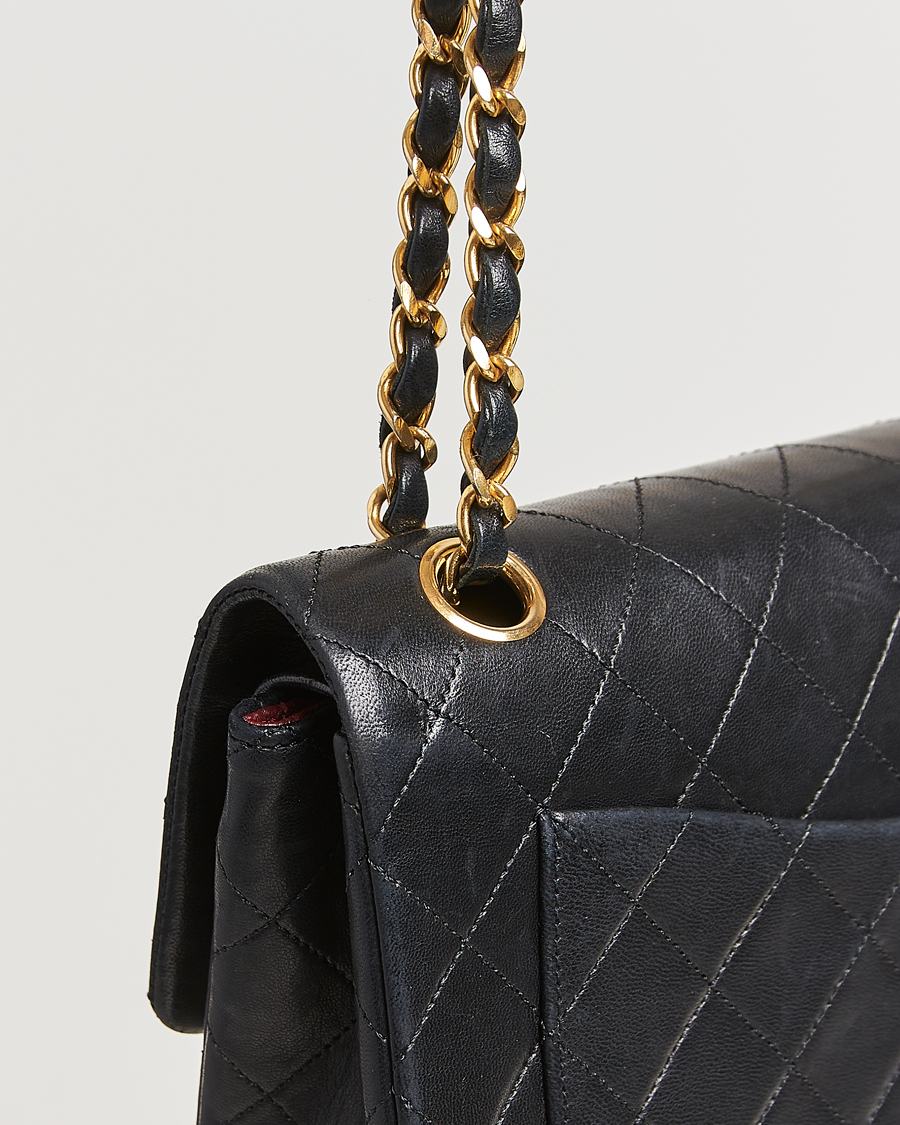 Mies | Chanel Pre-Owned Matelassé Small Double Flap Bag Black Lambskin | Chanel Pre-Owned | Matelassé Small Double Flap Bag Black Lambskin