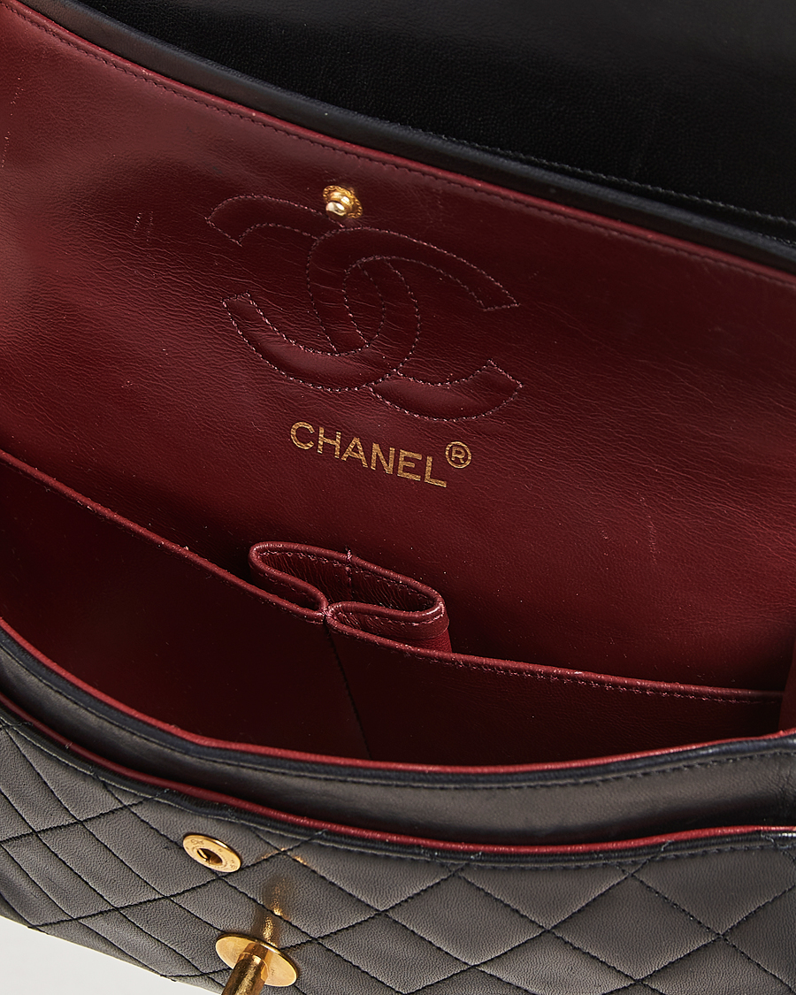 Mies | Chanel Pre-Owned Matelassé Small Double Flap Bag Black Lambskin | Chanel Pre-Owned | Matelassé Small Double Flap Bag Black Lambskin