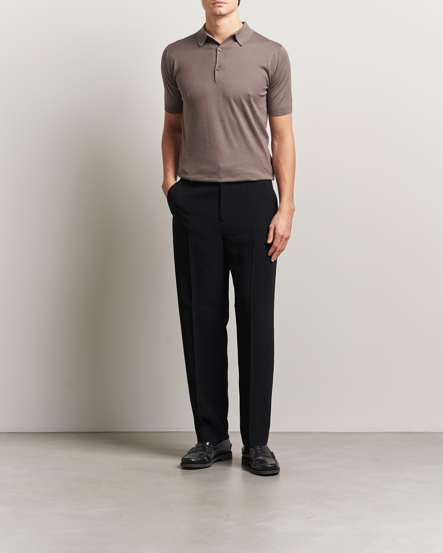 Mies | Pikeet | John Smedley | Adrian Slim Fit Sea Island Polo Beige Musk