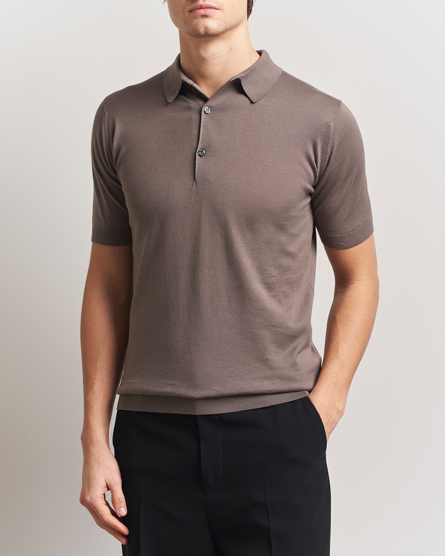 Mies | Pikeet | John Smedley | Adrian Slim Fit Sea Island Polo Beige Musk
