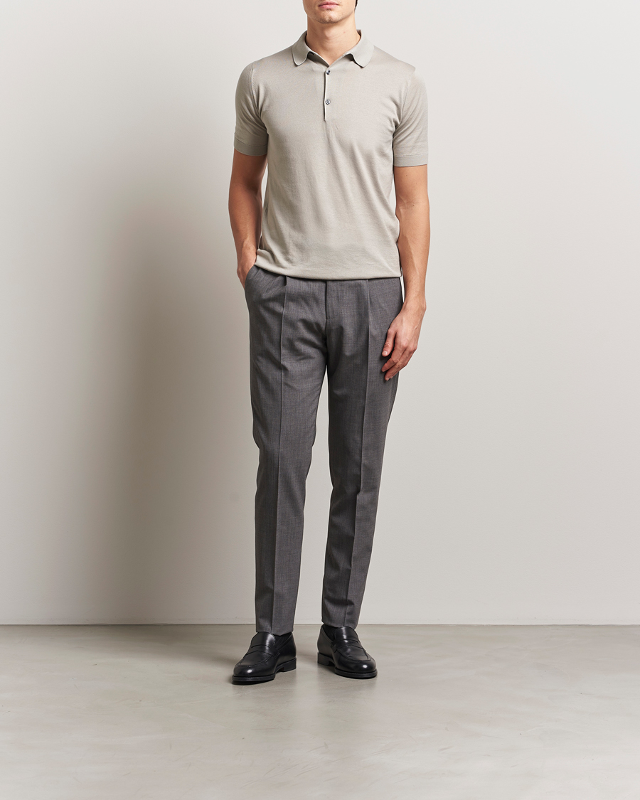 Mies | Pikeet | John Smedley | Adrian Slim Fit Sea Island Polo Parchment