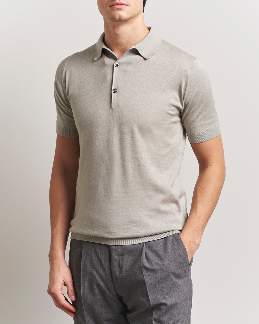 Mies | Pikeet | John Smedley | Adrian Slim Fit Sea Island Polo Parchment