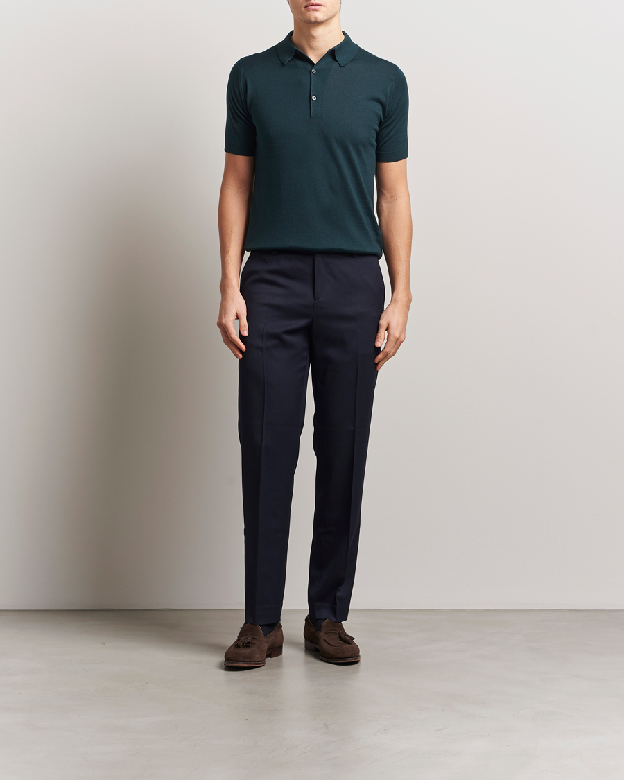 Mies | Pikeet | John Smedley | Adrian Slim Fit Sea Island Polo Rain Forest
