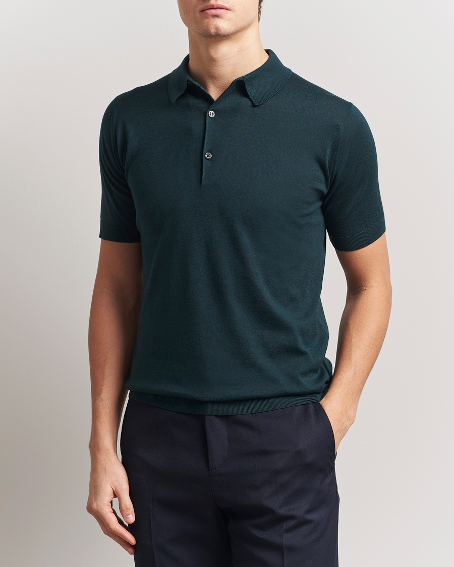 Mies | Pikeet | John Smedley | Adrian Slim Fit Sea Island Polo Rain Forest