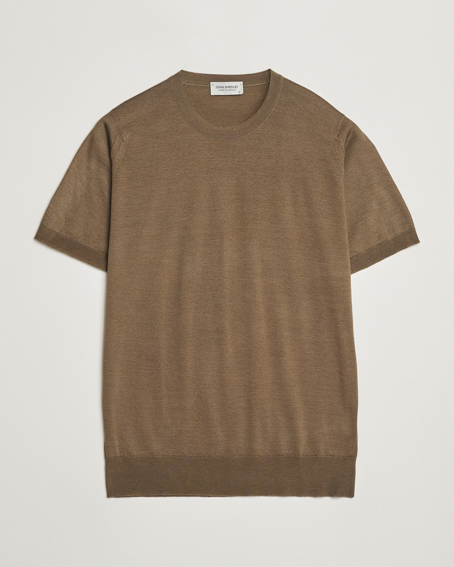 Mies | T-paidat | John Smedley | Hilcote Wool/Sea Island Cotton T-Shirt Sepia Green