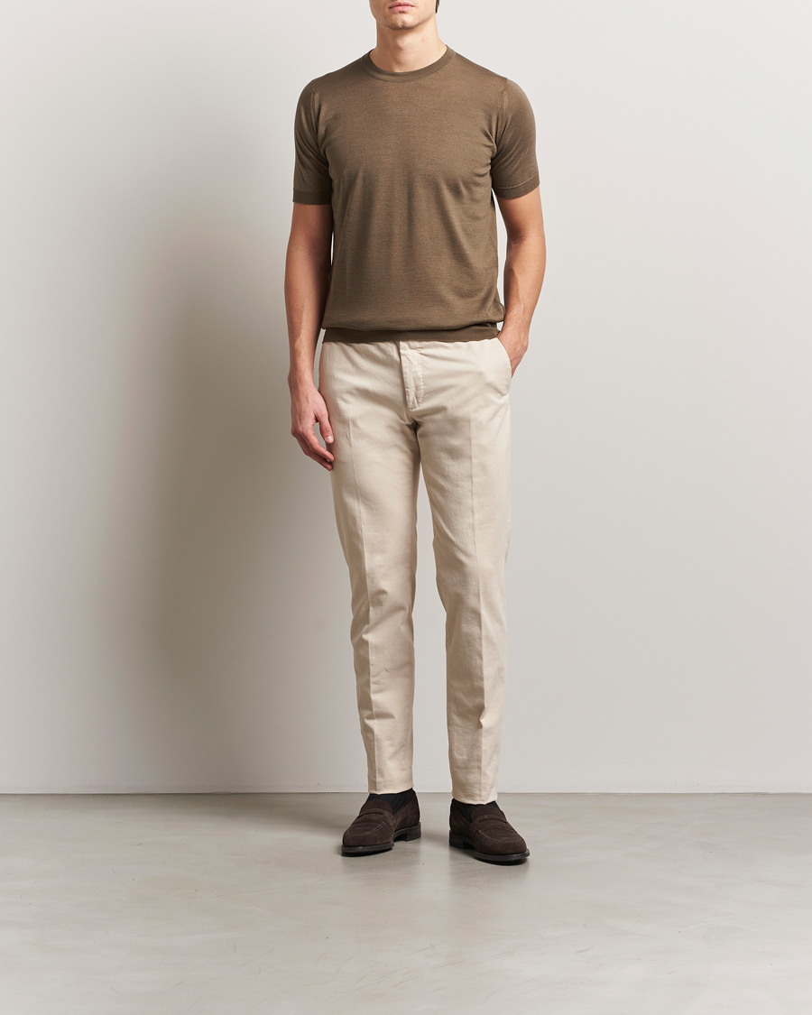 Mies | T-paidat | John Smedley | Hilcote Wool/Sea Island Cotton T-Shirt Sepia Green