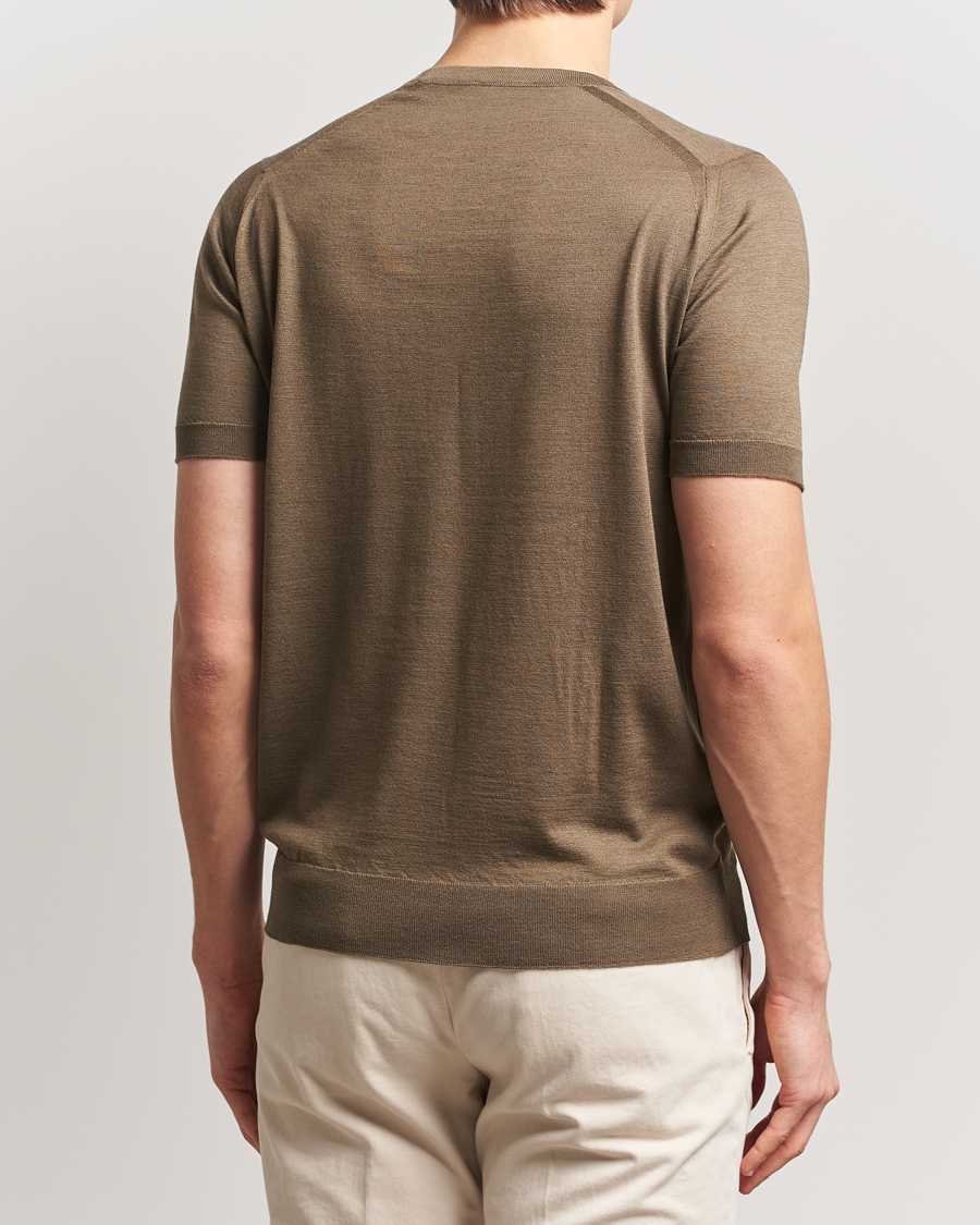 Mies | T-paidat | John Smedley | Hilcote Wool/Sea Island Cotton T-Shirt Sepia Green