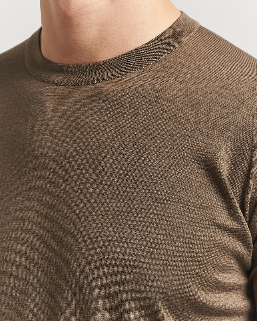 Mies | T-paidat | John Smedley | Hilcote Wool/Sea Island Cotton T-Shirt Sepia Green