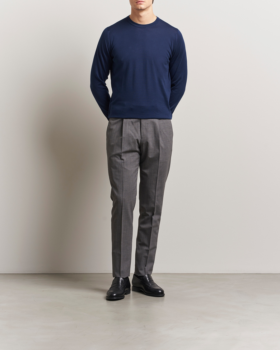 Mies | Puserot | John Smedley | Rowland Sea Island Crew Neck Pullover French Navy