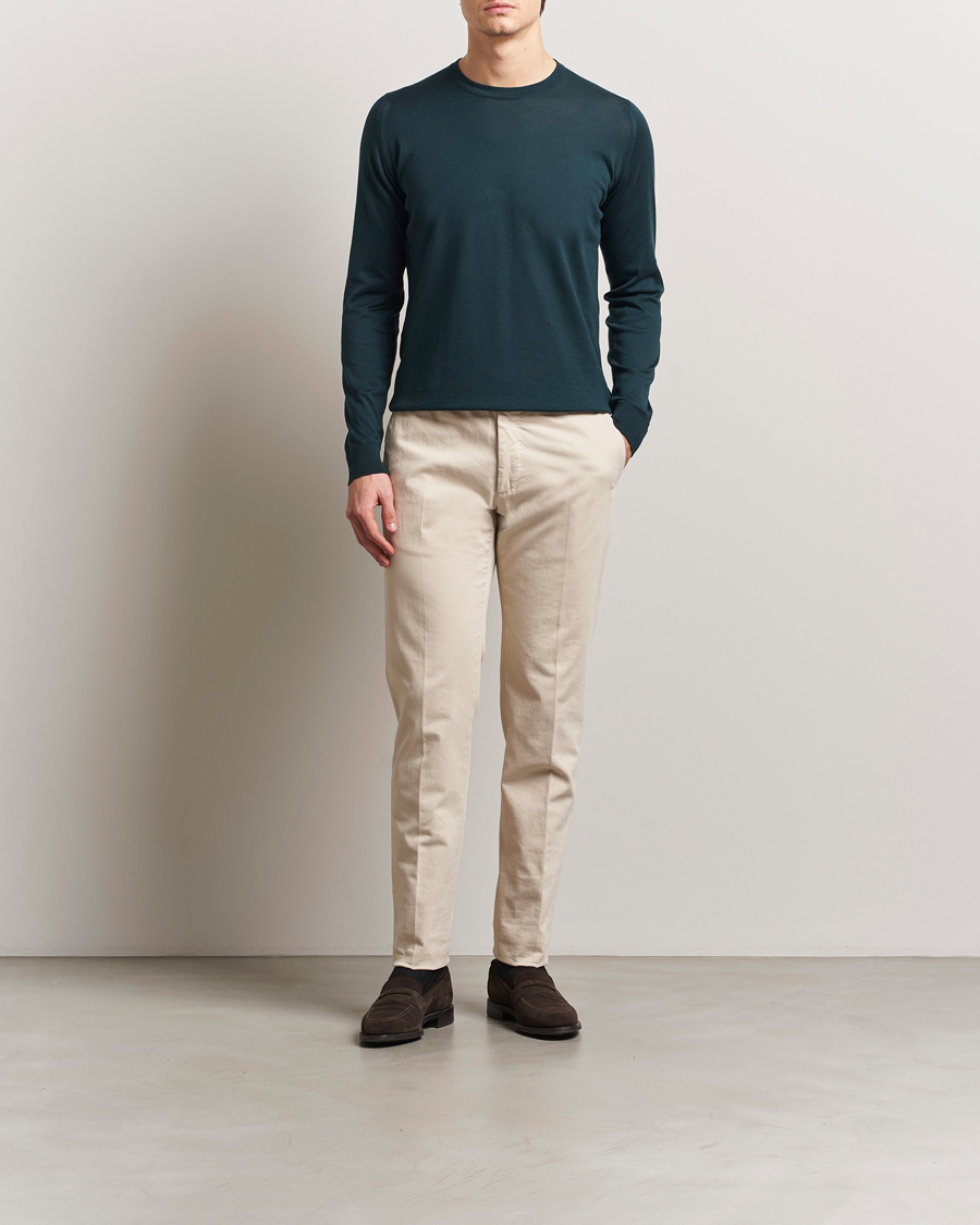 Mies | Puserot | John Smedley | Rowland Sea Island Crew Neck Pullover Rain Forest
