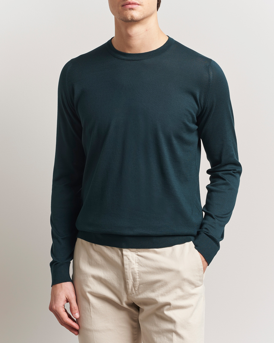 Mies | Puserot | John Smedley | Rowland Sea Island Crew Neck Pullover Rain Forest