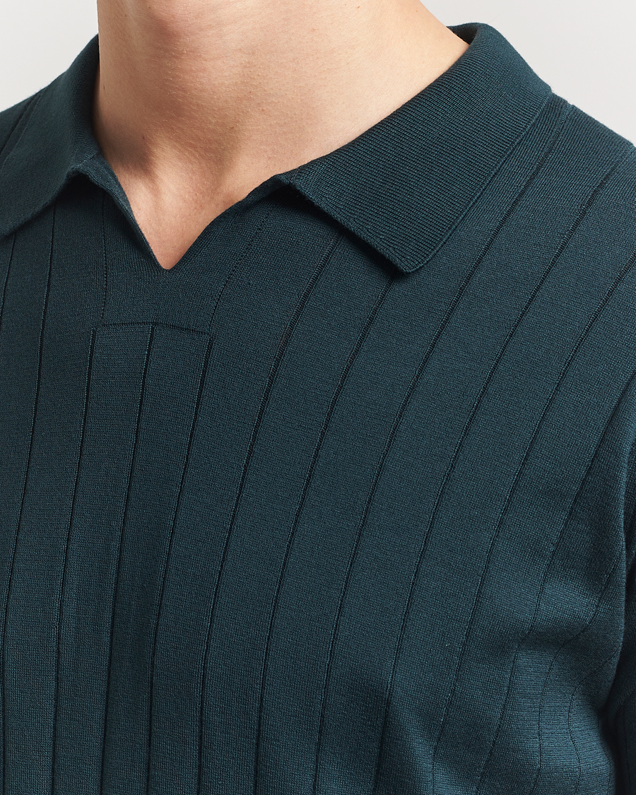 Mies | Pikeet | John Smedley | Roper Open Collar Sea Island Polo Rain Forest