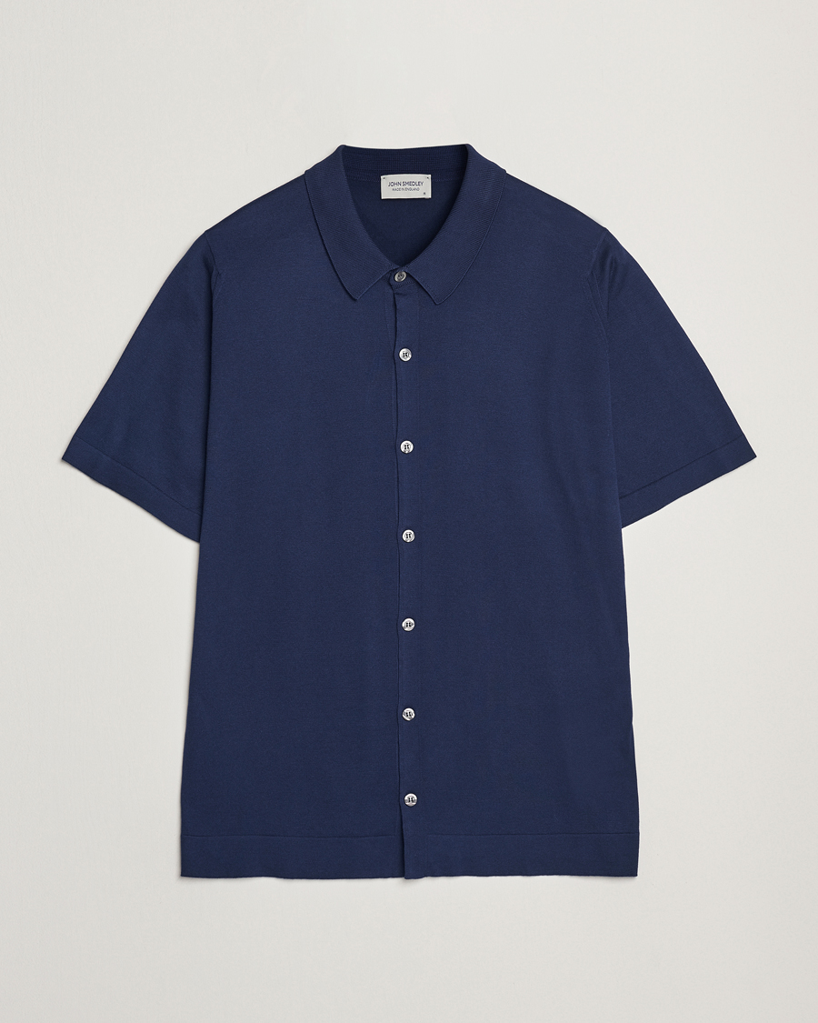 Mies | Kauluspaidat | John Smedley | Folke Sea Island Knitted Polo French Navy