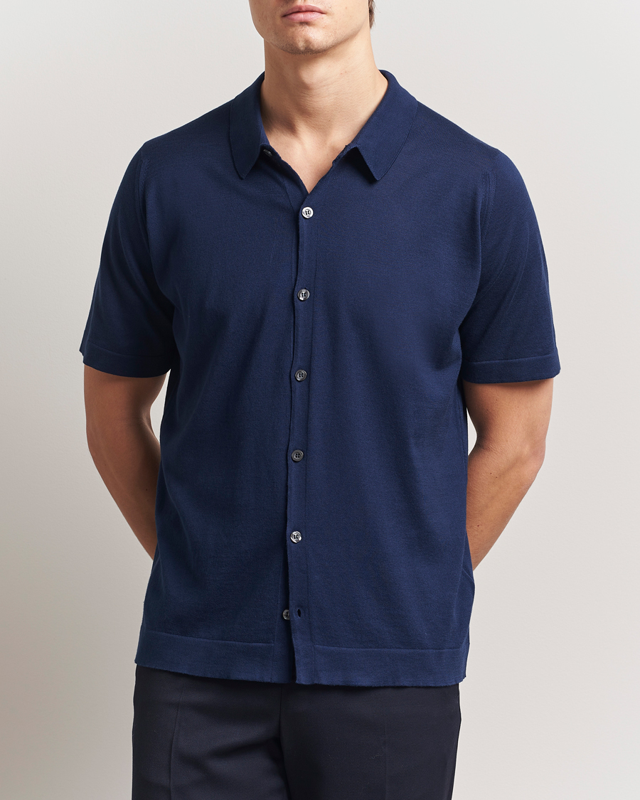 Mies | Kauluspaidat | John Smedley | Folke Sea Island Knitted Polo French Navy
