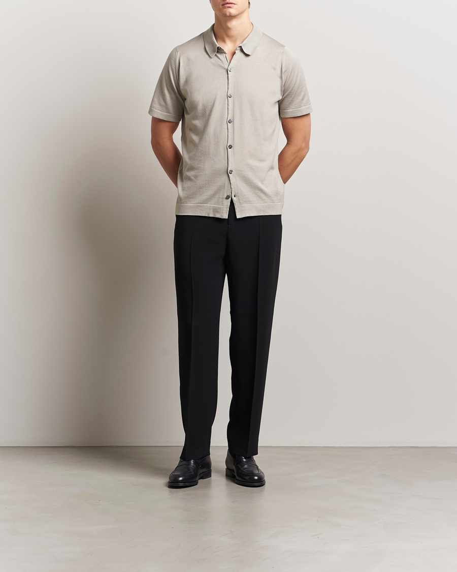 Mies | Kauluspaidat | John Smedley | Folke Sea Island Knitted Polo Parchment