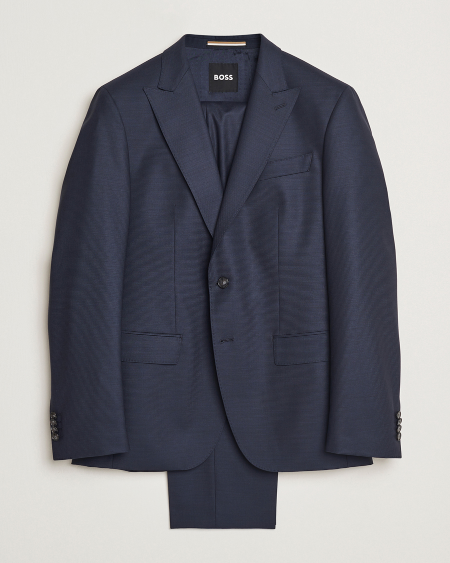Mies | Puvut | BOSS BLACK | Huge Wool Peak Lapel Suit Dark Blue