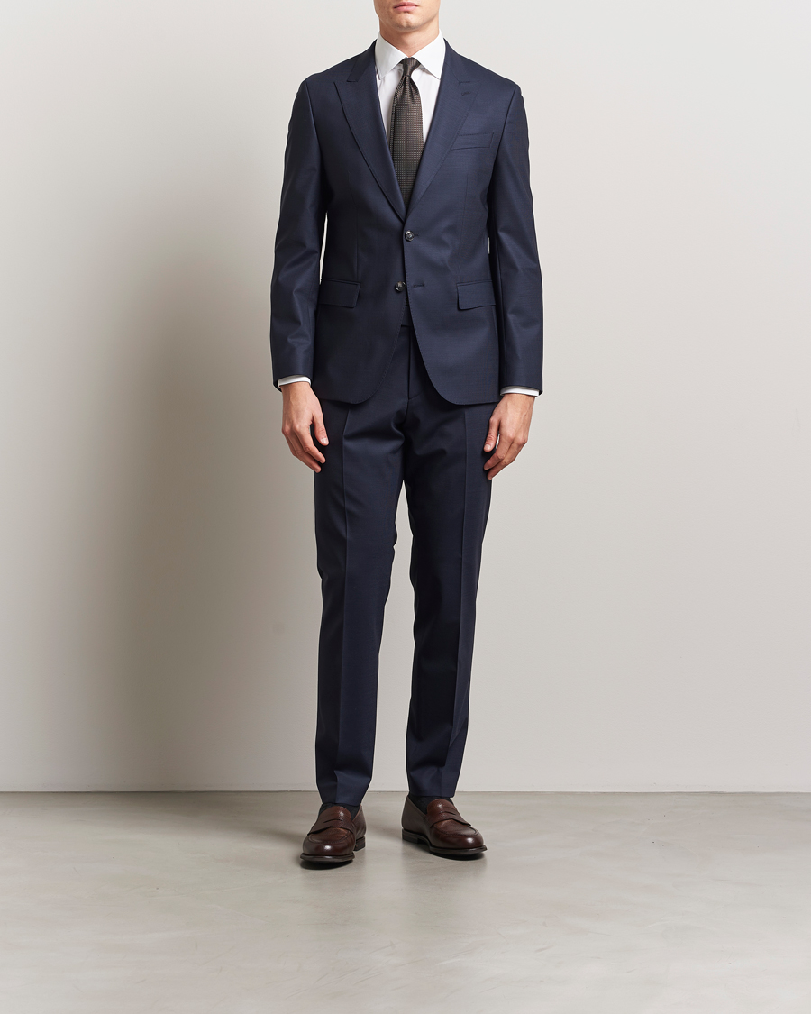 Mies | Puvut | BOSS BLACK | Huge Wool Peak Lapel Suit Dark Blue