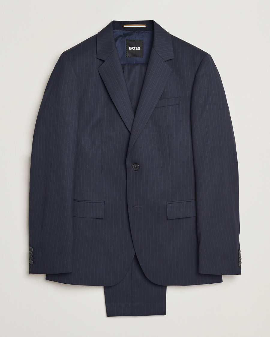 Mies | Puvut | BOSS BLACK | Houston Wool Pinstriped Suit Dark Blue