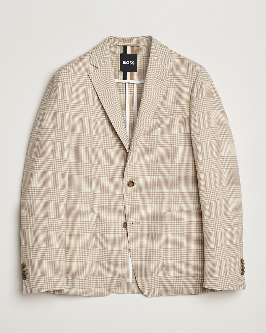 Mies | Pikkutakit | BOSS BLACK | Hanry Wool Checked Blazer Light Beige