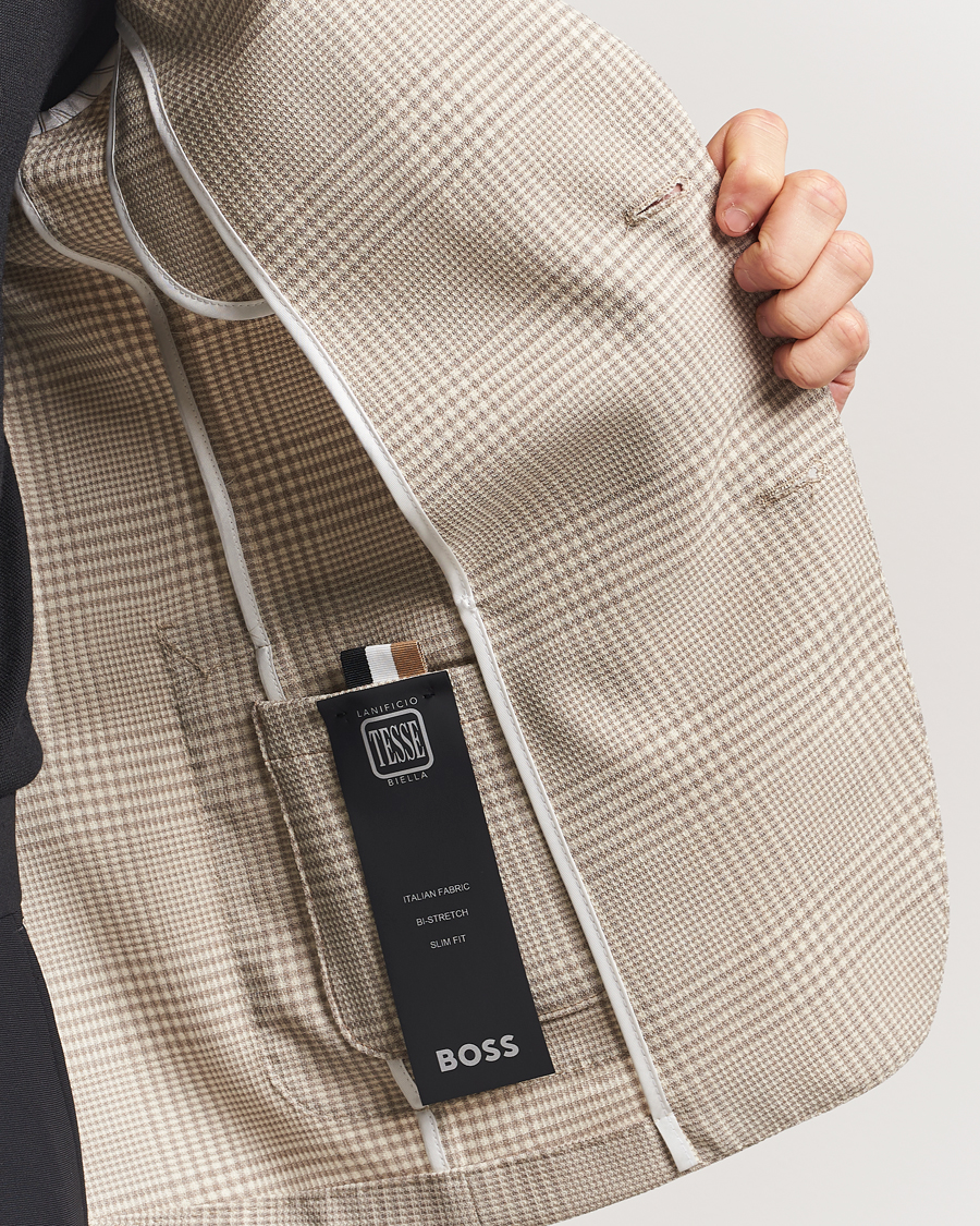 Mies | Pikkutakit | BOSS BLACK | Hanry Wool Checked Blazer Light Beige