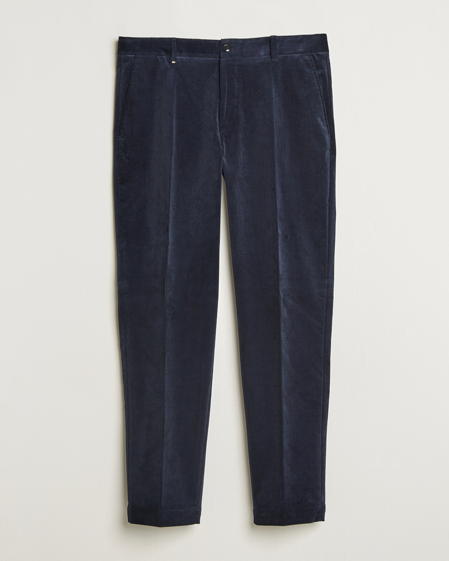 Mies | Housut | BOSS BLACK | Perin Spring Cord Trousers Dark Blue
