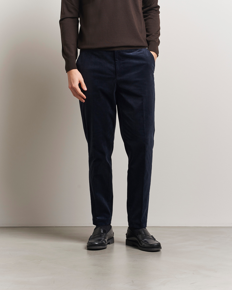 Mies | Housut | BOSS BLACK | Perin Spring Cord Trousers Dark Blue