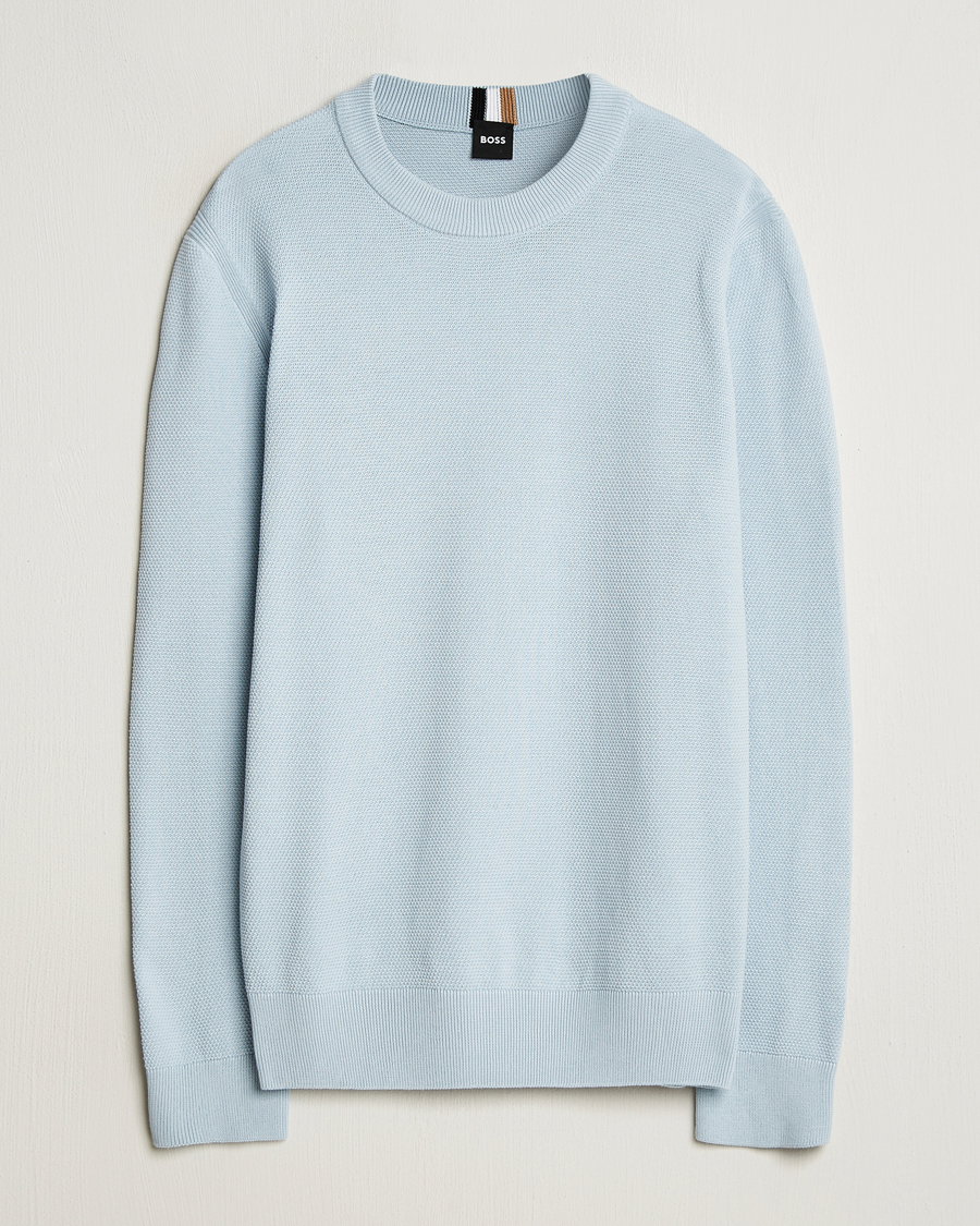 Mies | Puserot | BOSS BLACK | Ecaio Knitted Sweater Light Blue
