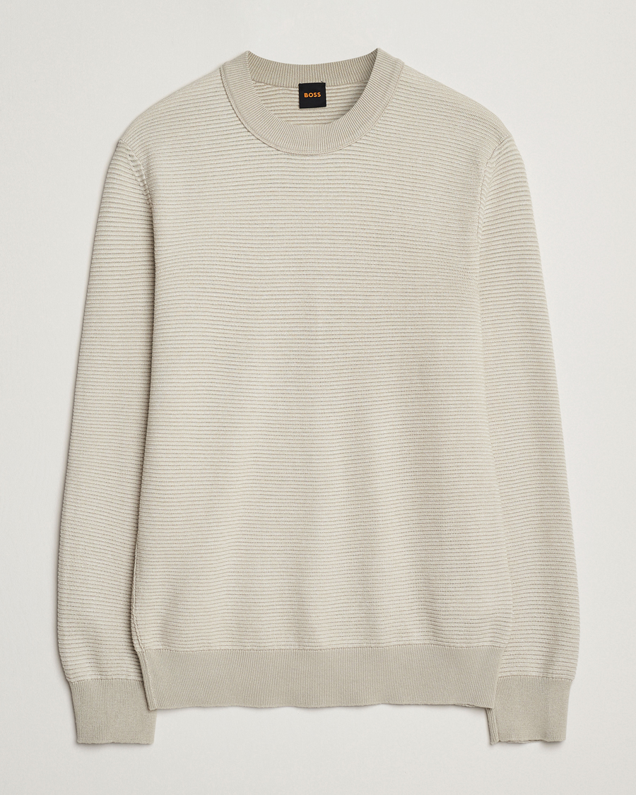 Mies | Puserot | BOSS ORANGE | Aspoki Structured Knitted Sweater Light Beige