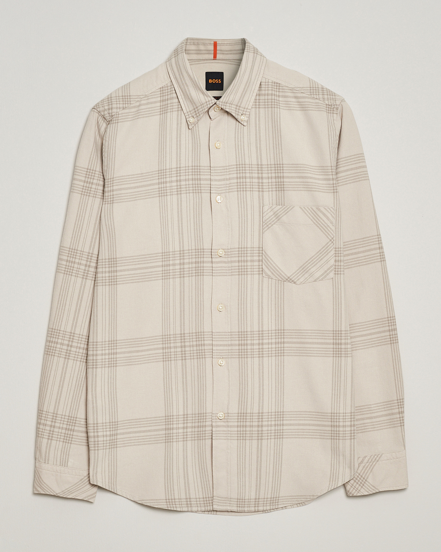 Mies | Kauluspaidat | BOSS ORANGE | Rickert Checked Shirt Light Beige