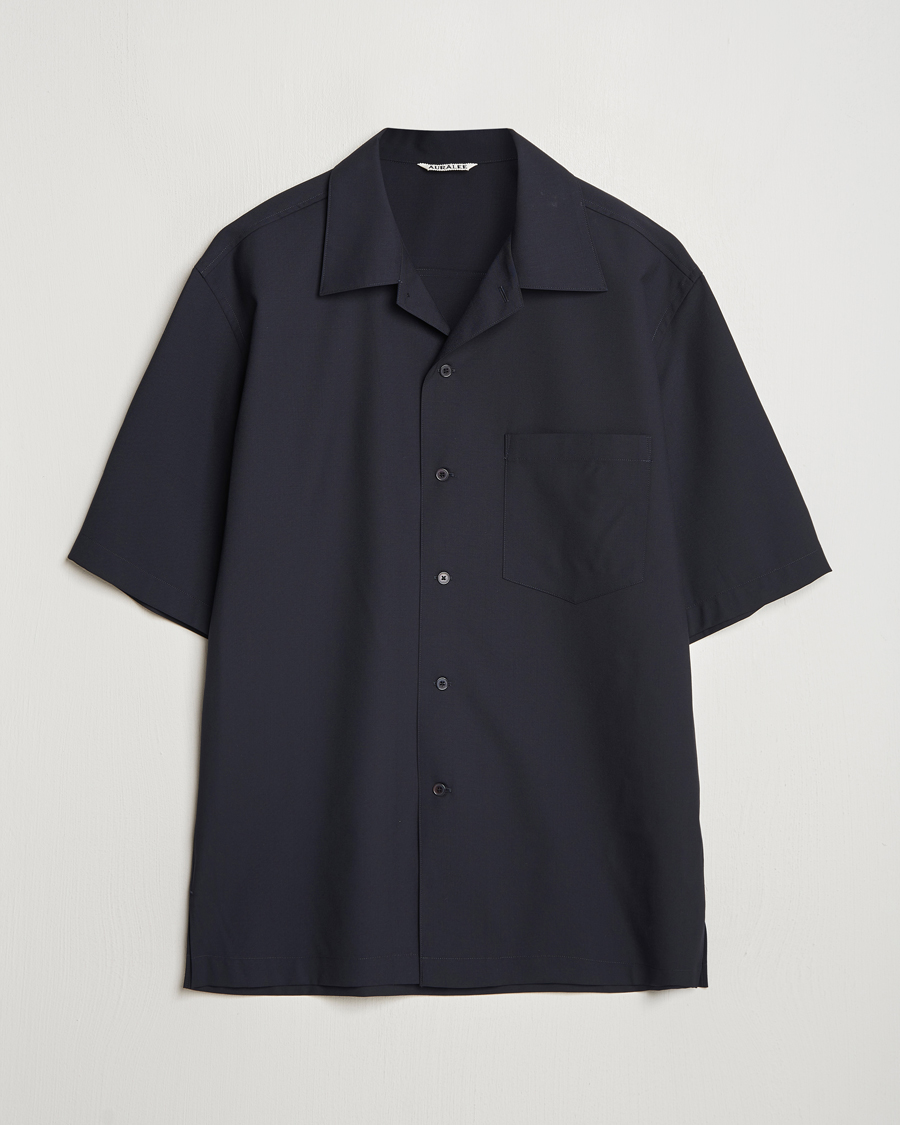 Mies | Kauluspaidat | Auralee | Open Collar Short Sleeve Shirt Navy