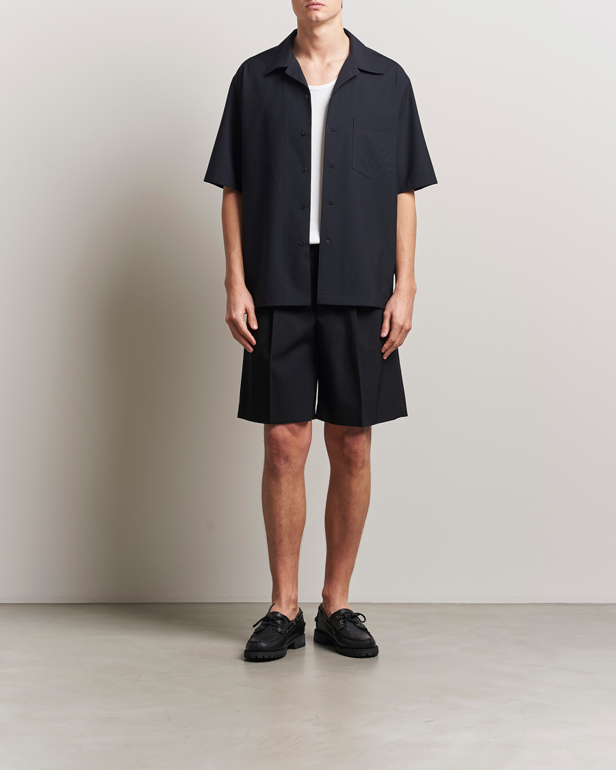 Mies | Kauluspaidat | Auralee | Open Collar Short Sleeve Shirt Navy