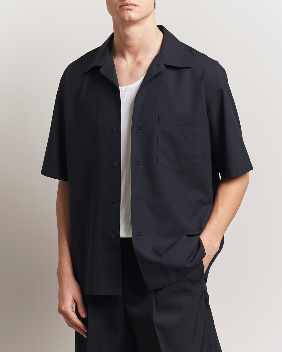 Mies | Kauluspaidat | Auralee | Open Collar Short Sleeve Shirt Navy