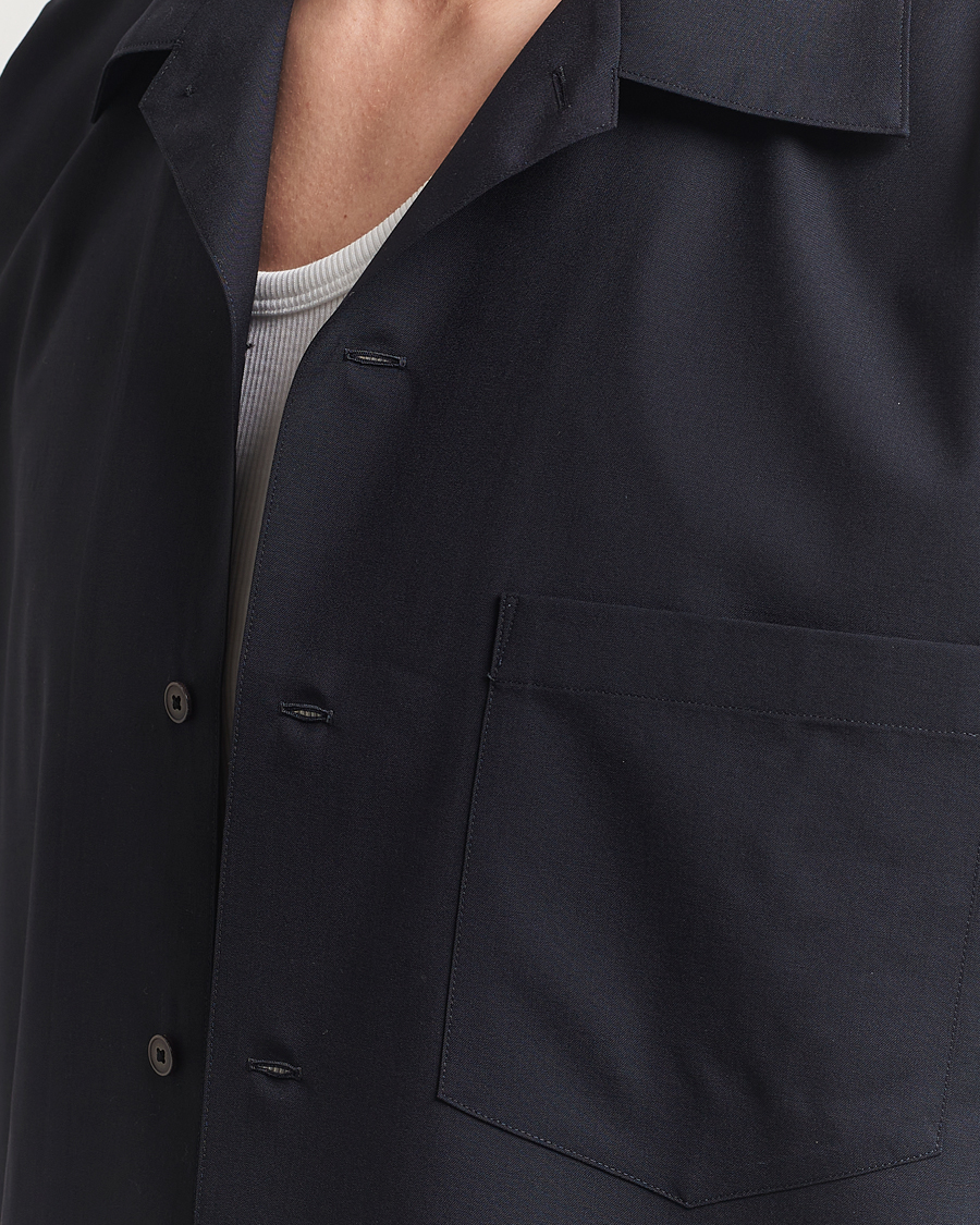 Mies | Kauluspaidat | Auralee | Open Collar Short Sleeve Shirt Navy