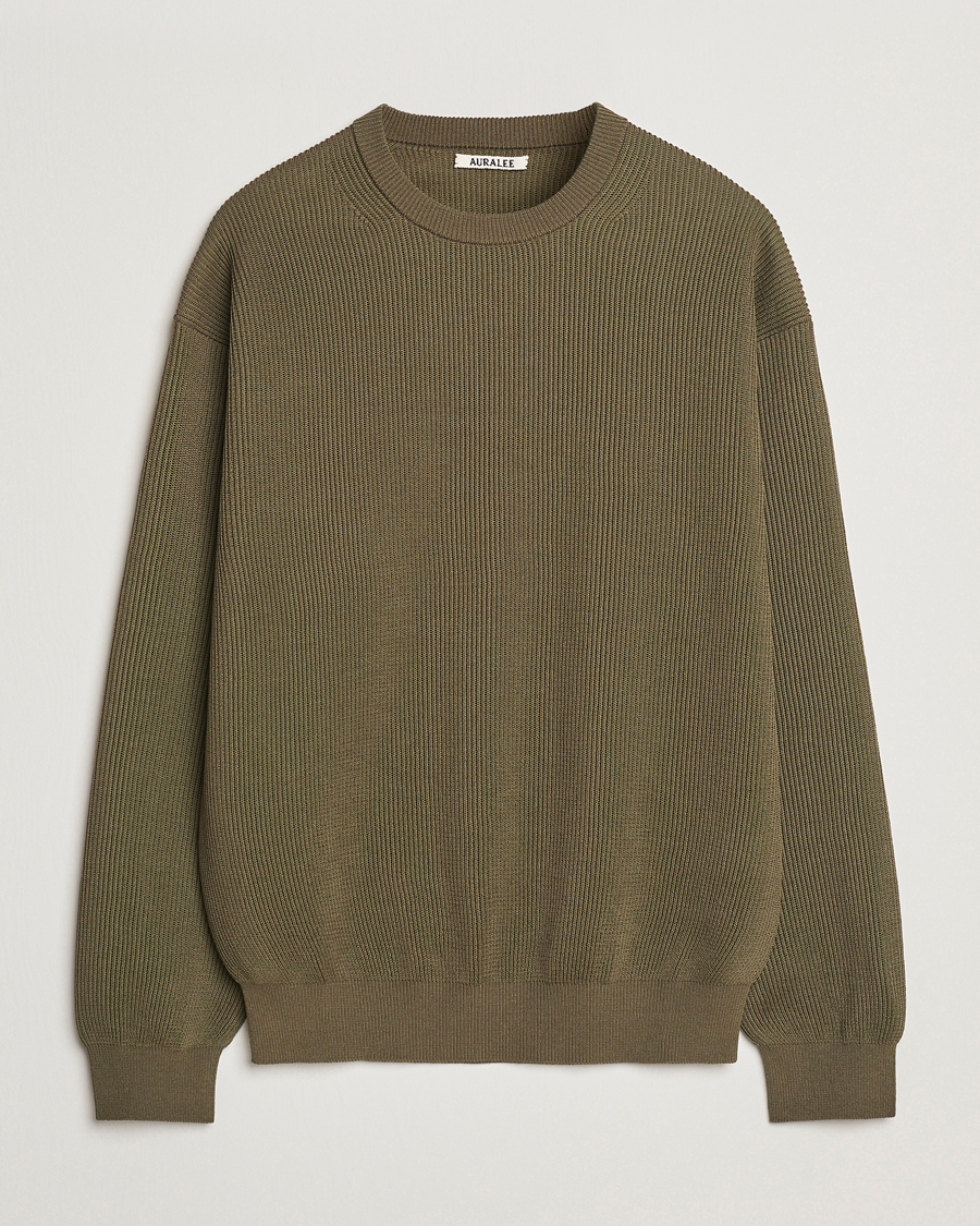 Mies | Puserot | Auralee | Cotton Rib Crew Neck Khaki