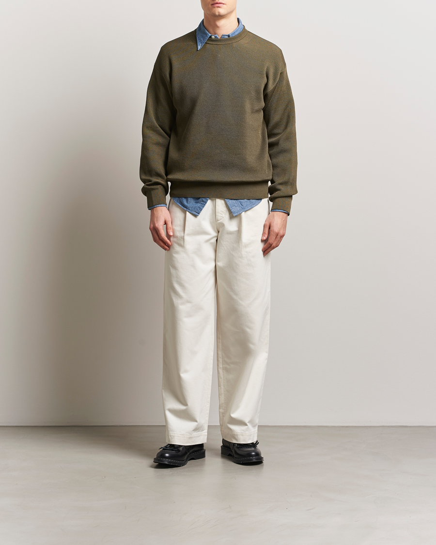 Mies | Puserot | Auralee | Cotton Rib Crew Neck Khaki
